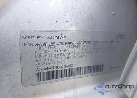 2014 Audi A4 2.0T Premium from USA, damaged, VIN WAUAFAFL4EN015442